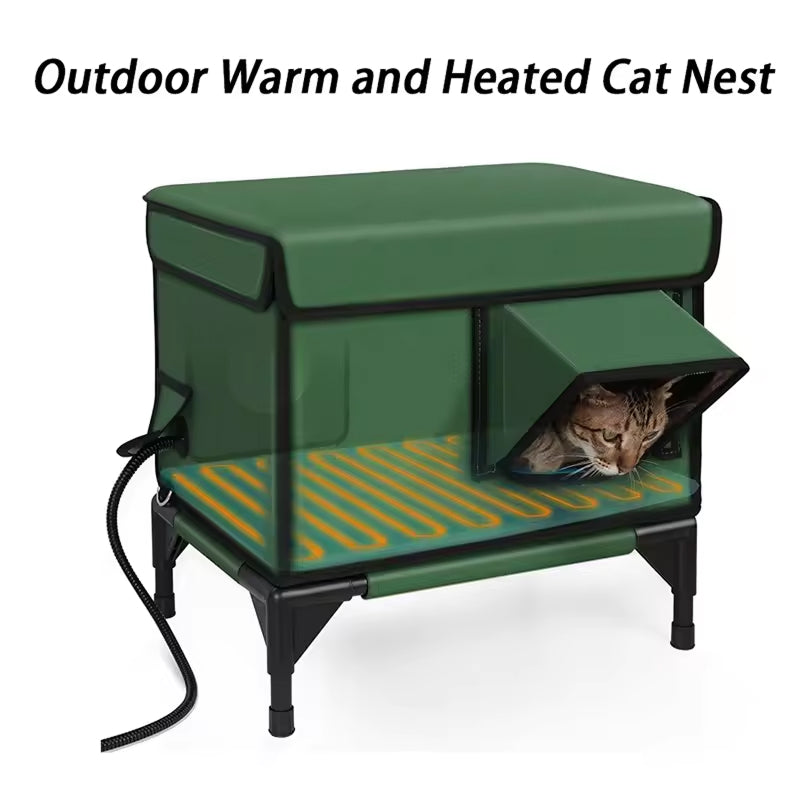 HeatoPury Heated Outdoor Cat House | Waterproof Winter Cat Shelter
