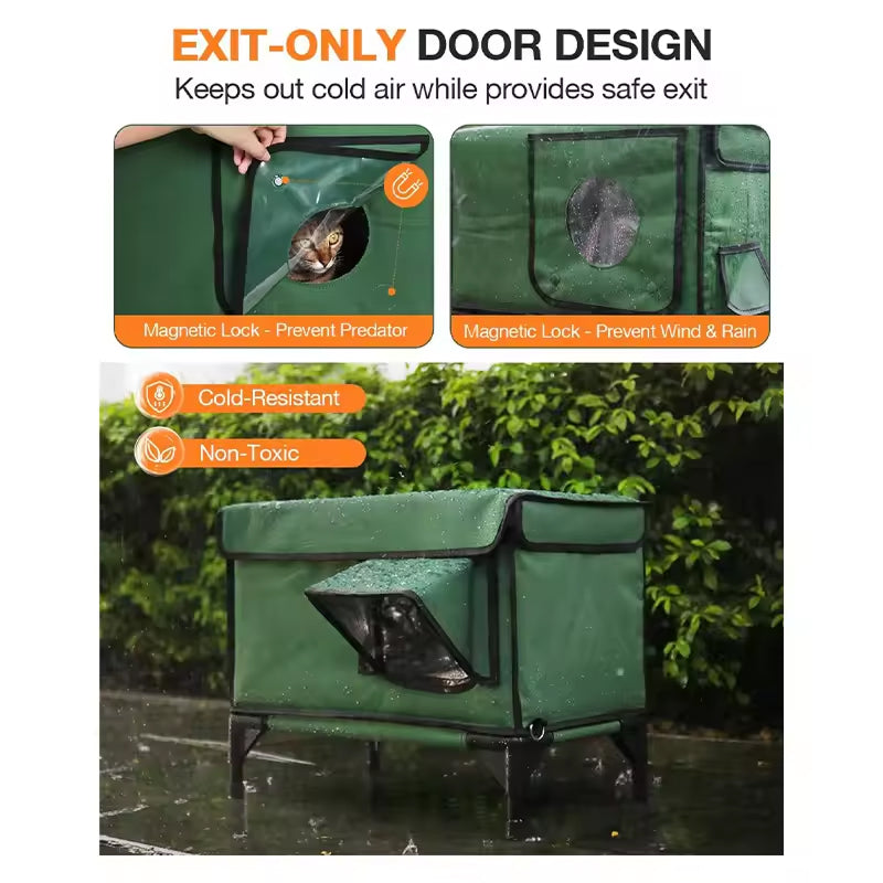 HeatoPury Heated Outdoor Cat House | Waterproof Winter Cat Shelter