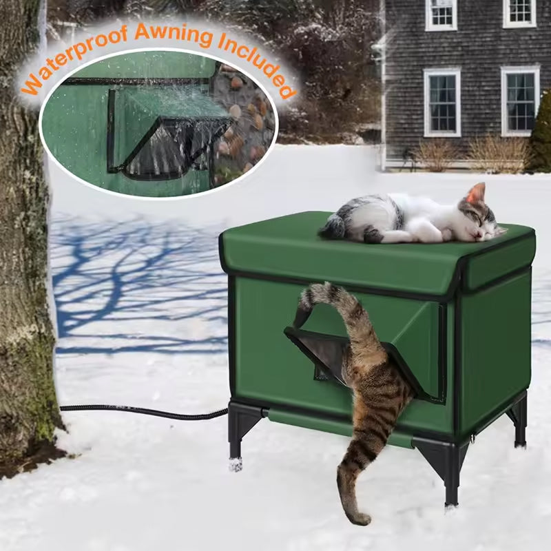 HeatoPury Heated Outdoor Cat House | Waterproof Winter Cat Shelter