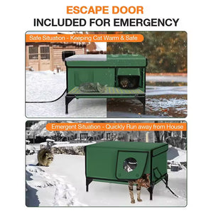 HeatoPury Heated Outdoor Cat House | Waterproof Winter Cat Shelter