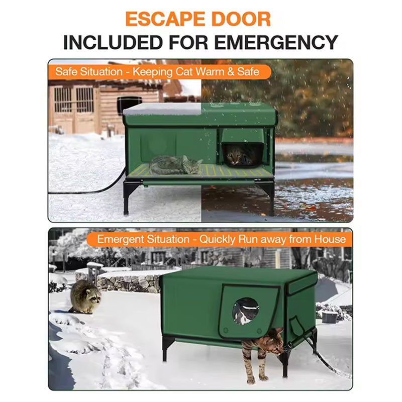 HeatoPury Heated Outdoor Cat House | Waterproof Winter Cat Shelter