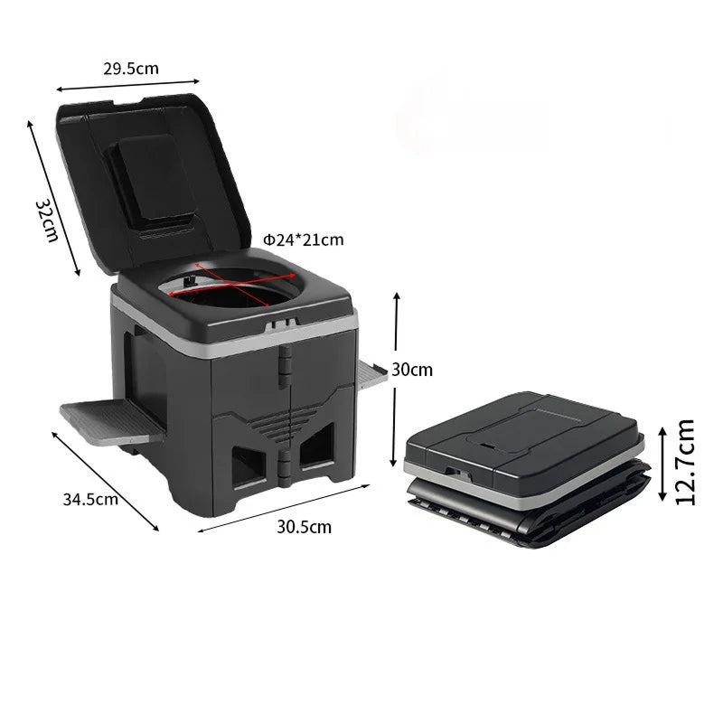 HushiPot Portable Folding Camping Toilet with Stability Base