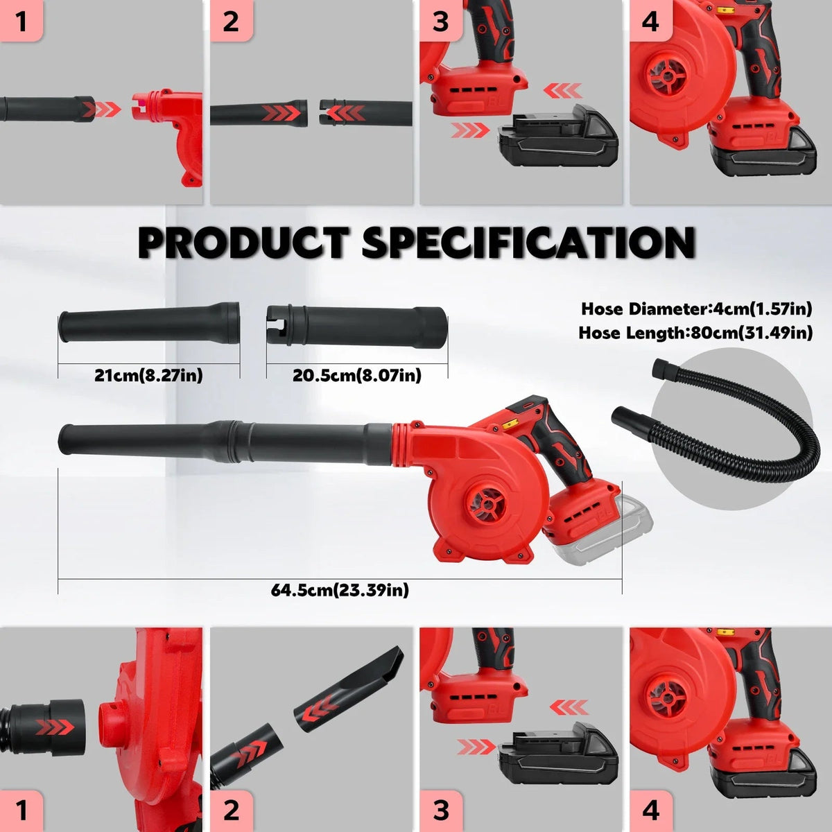 LeafiJet 2-in-1 Cordless Leaf Blower and Vacuum Milwaukee 18V Compatible