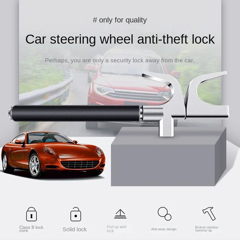 LockSpino Anti-Theft Steering Wheel Lock with Window Breaker
