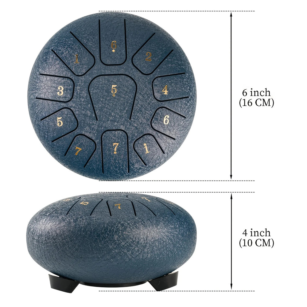LunaRissi 11-Note Steel Tongue Drum for Meditation & Relaxation