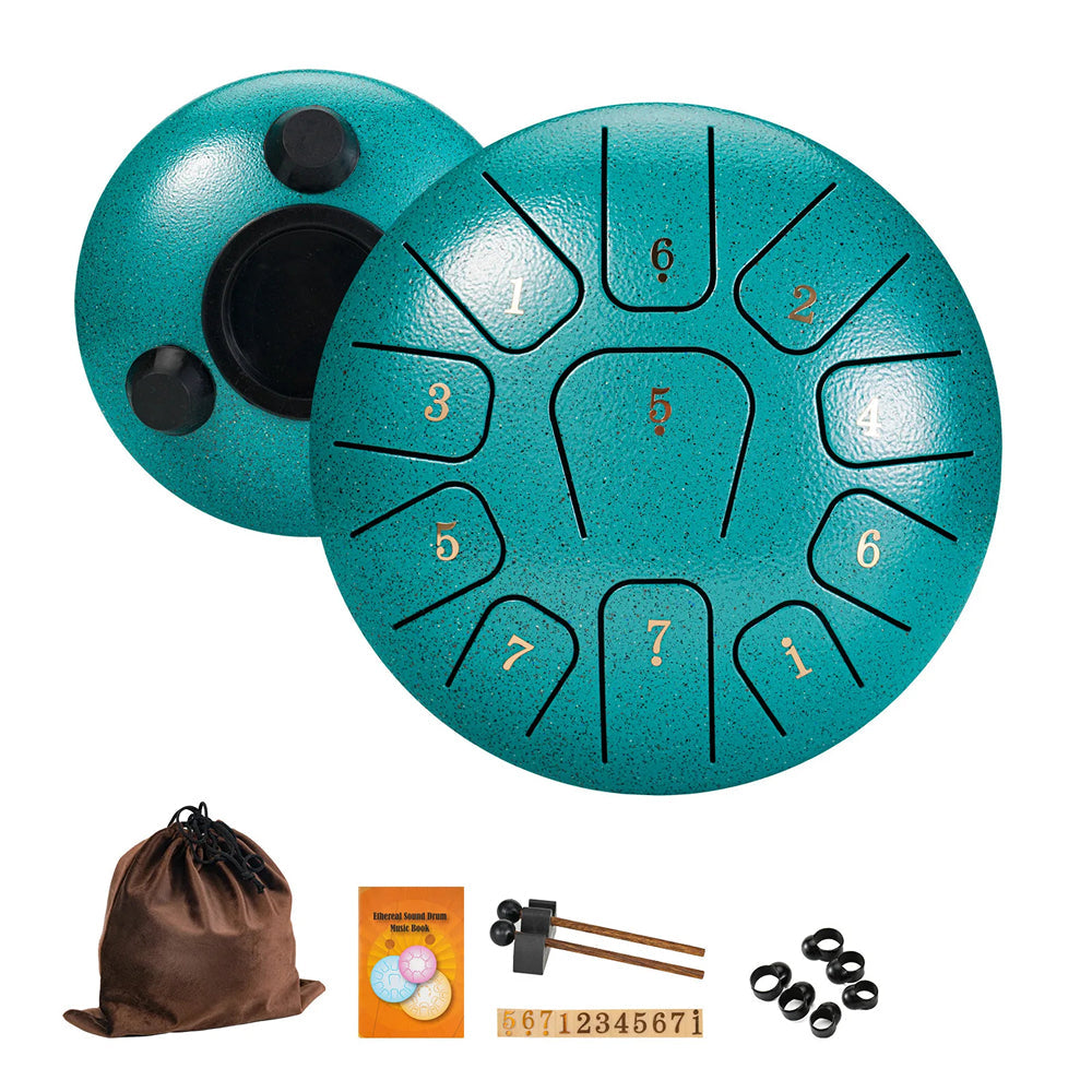 LunaRissi 11-Note Steel Tongue Drum for Meditation & Relaxation