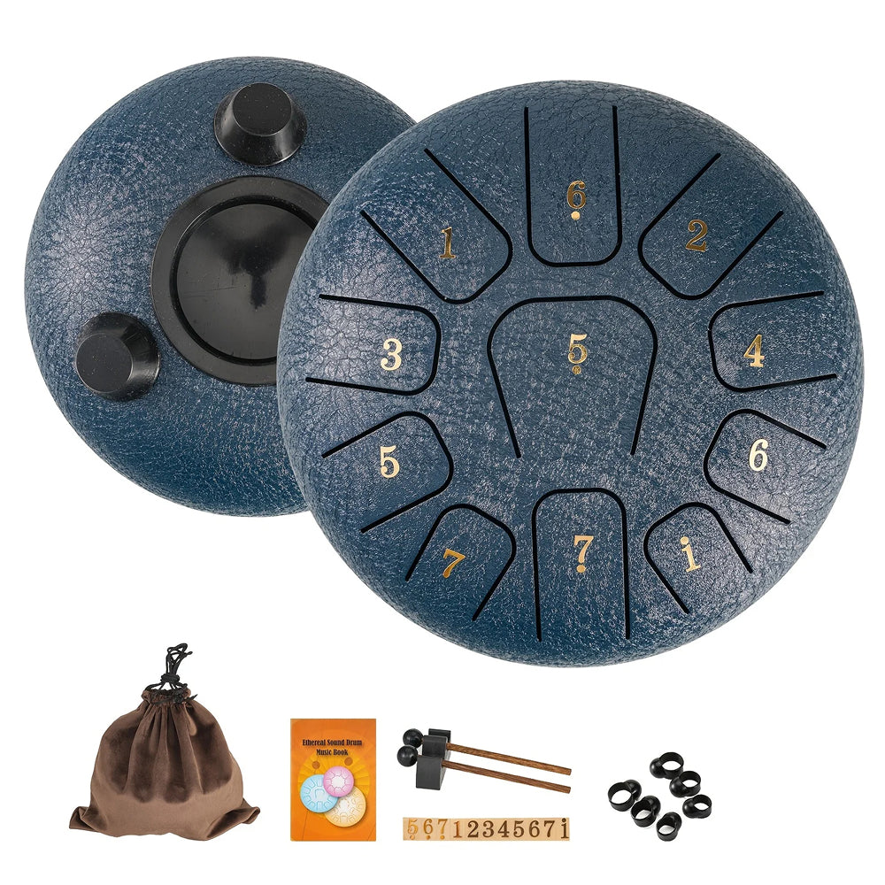 LunaRissi 11-Note Steel Tongue Drum for Meditation & Relaxation