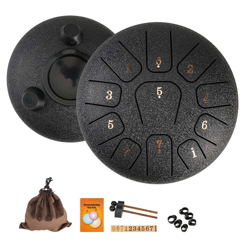LunaRissi 11-Note Steel Tongue Drum for Meditation & Relaxation