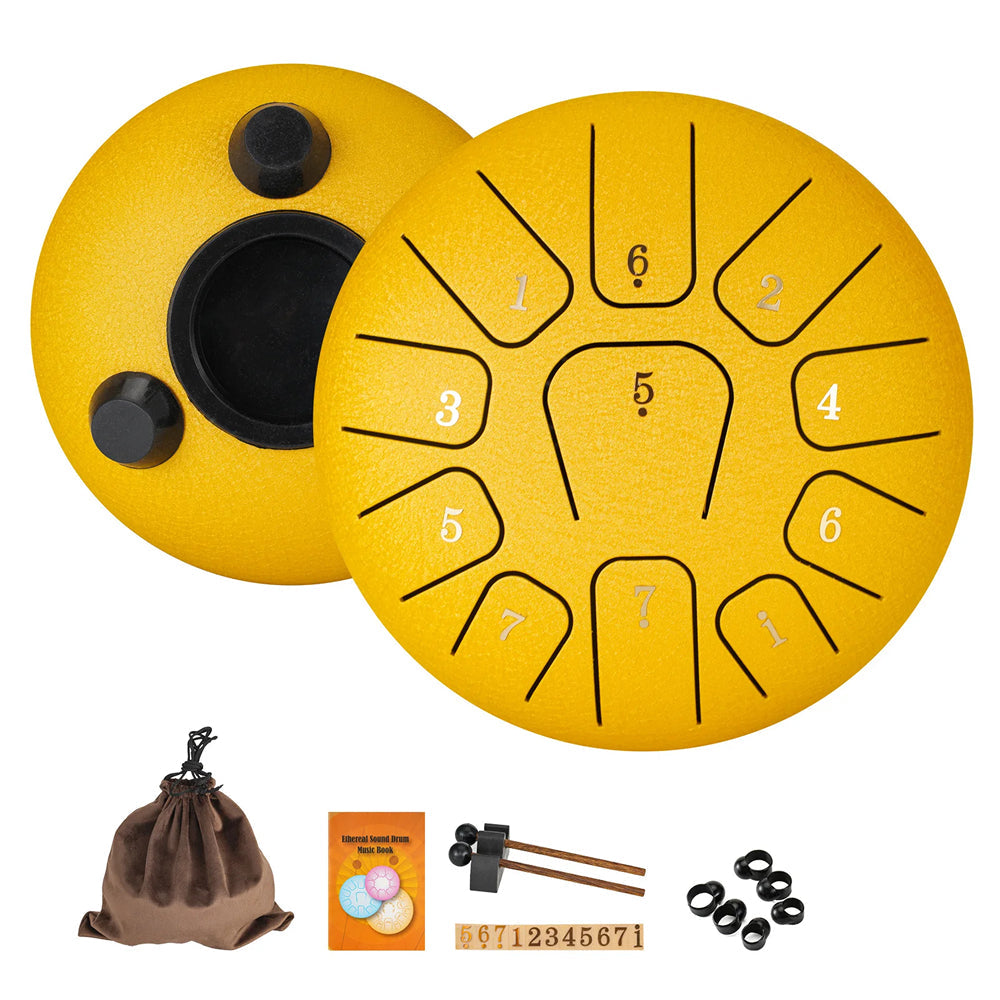 LunaRissi 11-Note Steel Tongue Drum for Meditation & Relaxation