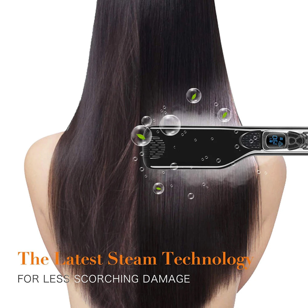 LuxeGlide Professional Steam Ion Hair Straightener for Frizz-Free Shine