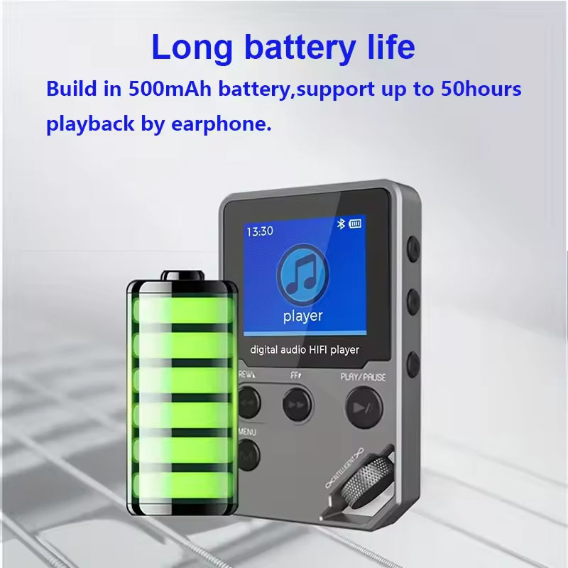 MelodyMixe Bluetooth MP3 Player | 50h Battery & Lossless Hi-Fi Audio