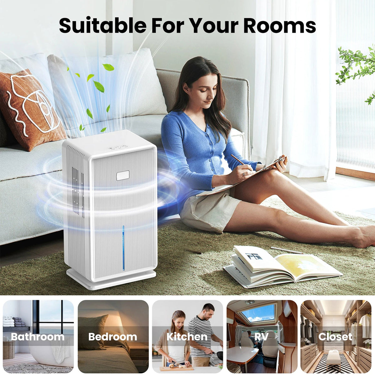 MoisTrixe Portable Dehumidifier | Whisper-Quiet Moisture Control