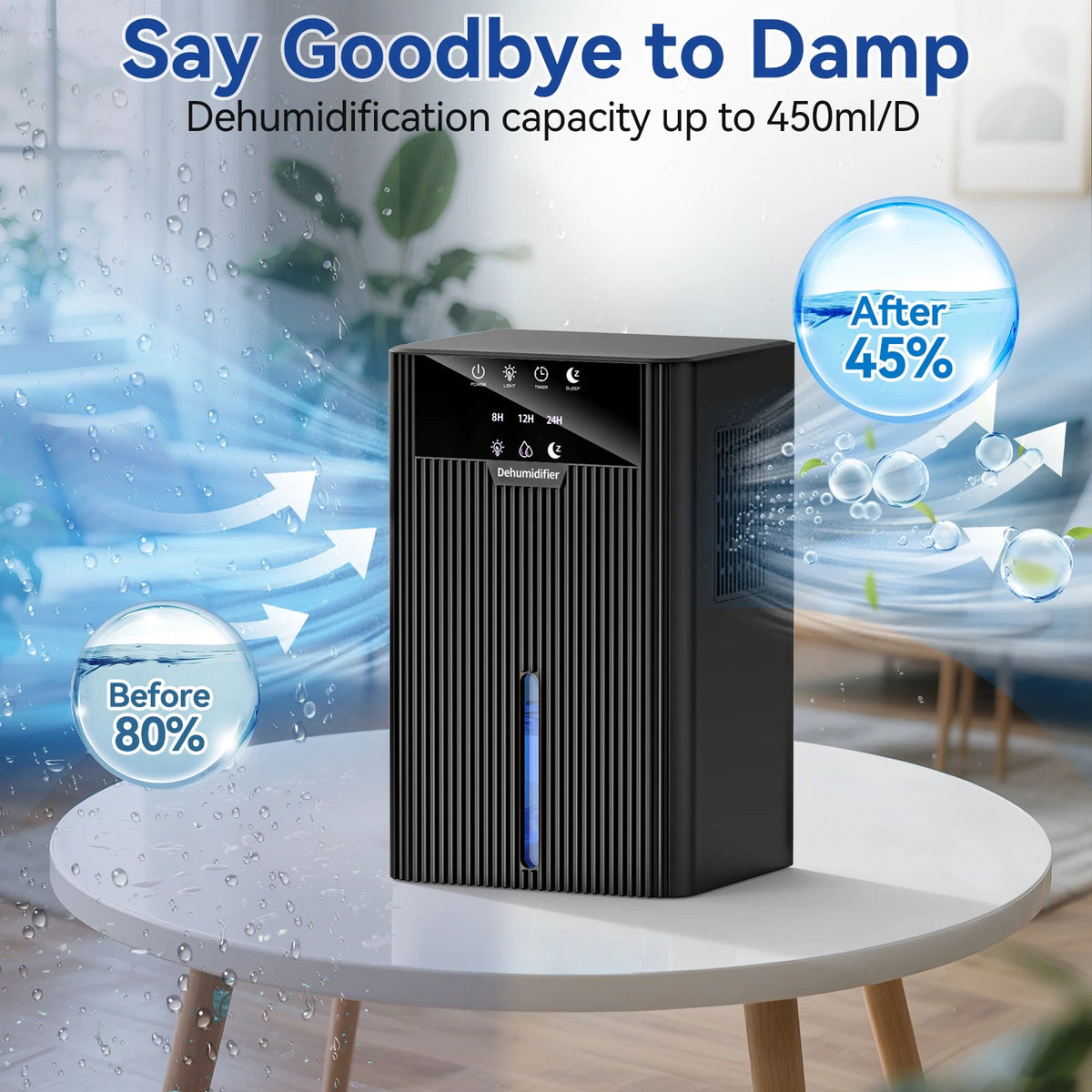Numiriax Quiet Small Dehumidifier for Bedroom & Home UK