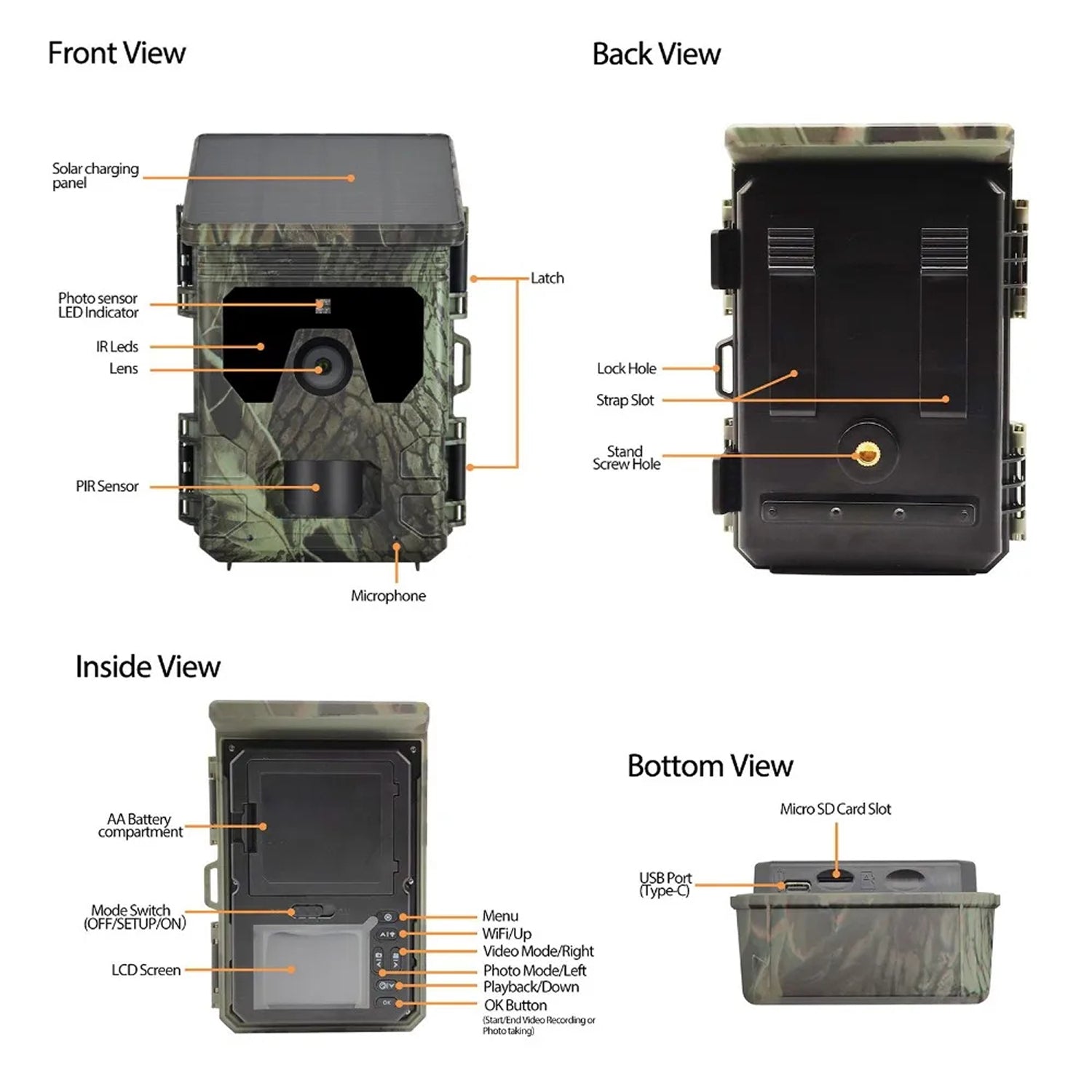 PawnixCam Solar Powered Wildlife Trail Camera UK - 4K 50MP