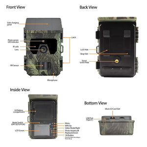 PawnixCam Solar Powered Wildlife Trail Camera UK - 4K 50MP
