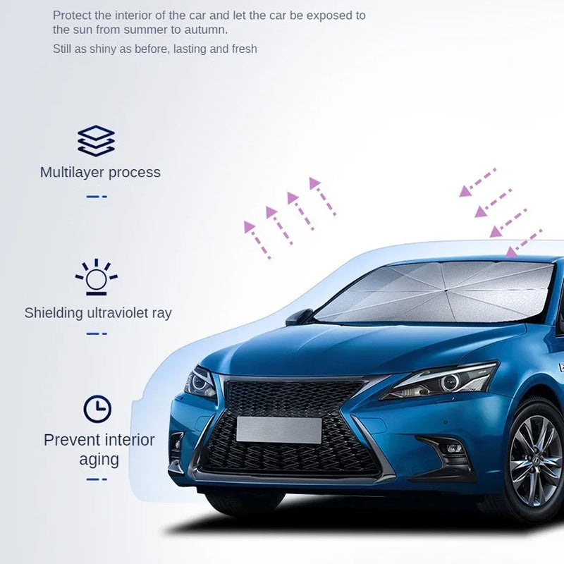 Quelvex Titanium Silver Car Windshield Sun Shade for Heat Protection