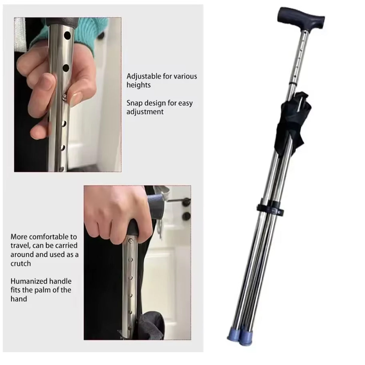 Restixi 2-in-1 Lightweight Folding Walking Stick with Integrated Seat