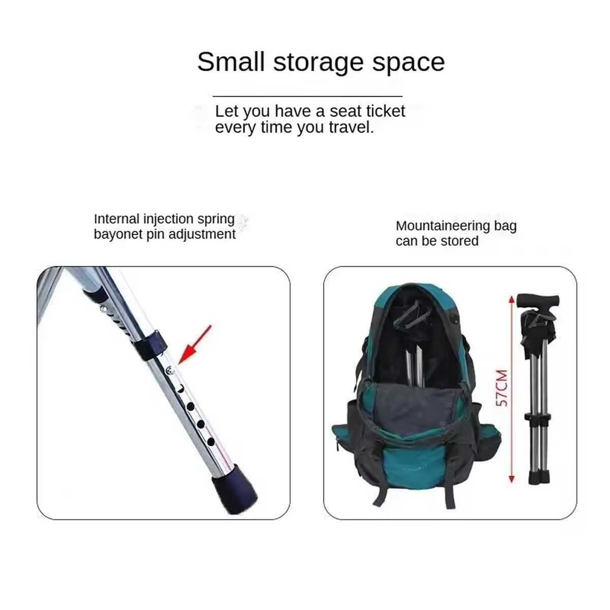 Restixi 2-in-1 Lightweight Folding Walking Stick with Integrated Seat