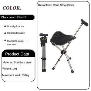 Restixi 2-in-1 Lightweight Folding Walking Stick with Integrated Seat