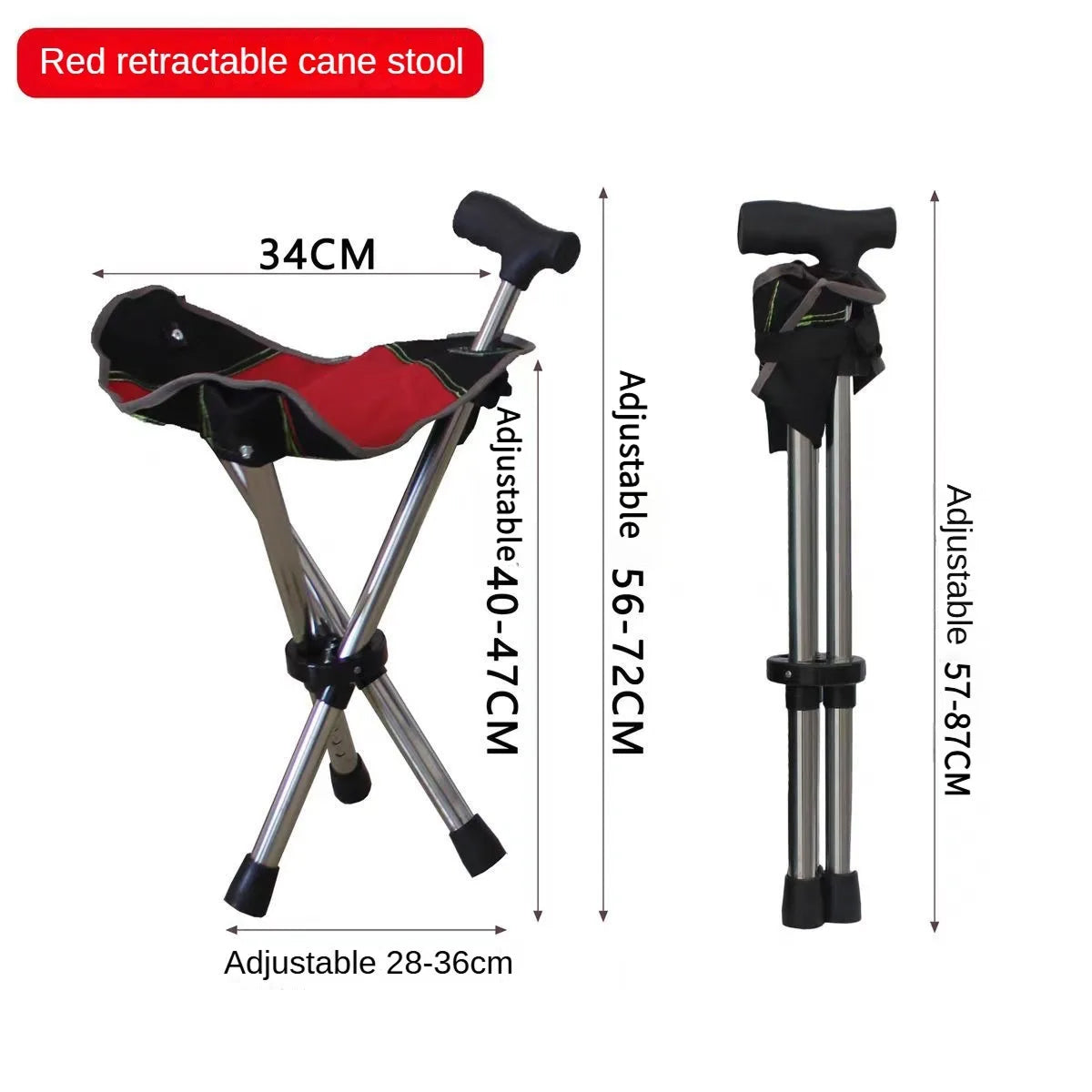 Restixi 2-in-1 Lightweight Folding Walking Stick with Integrated Seat