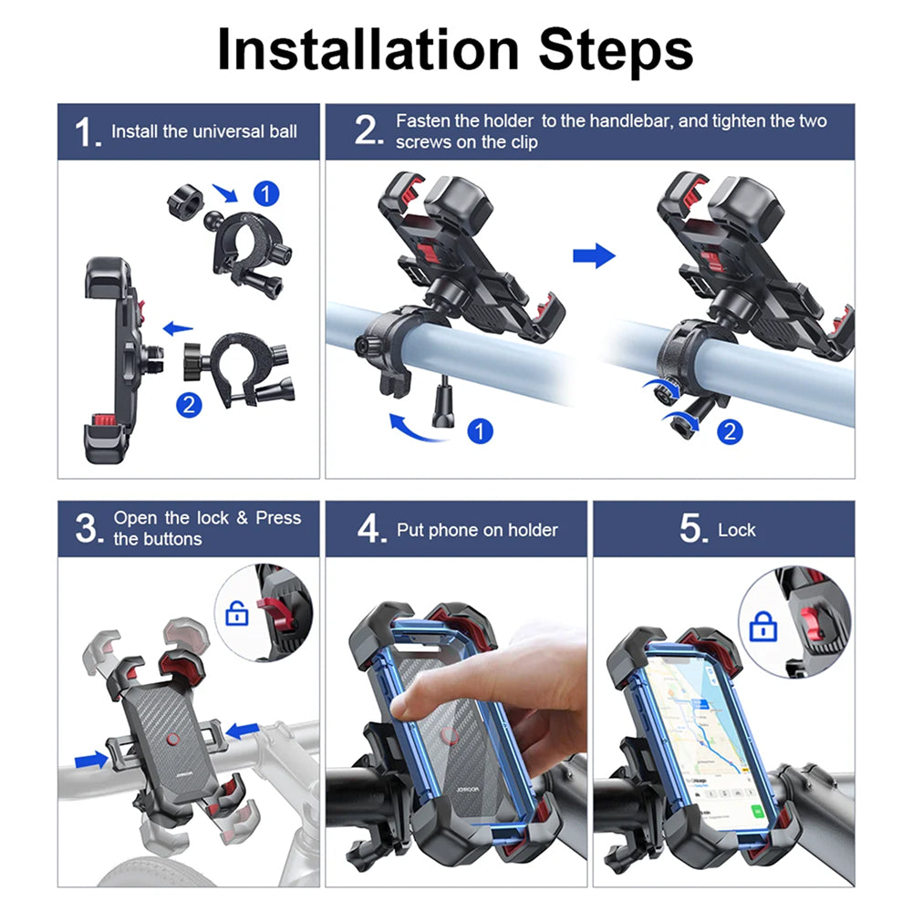 RidoFolix Universal Bike Phone Mount with 360 Rotation & 70LB Grip