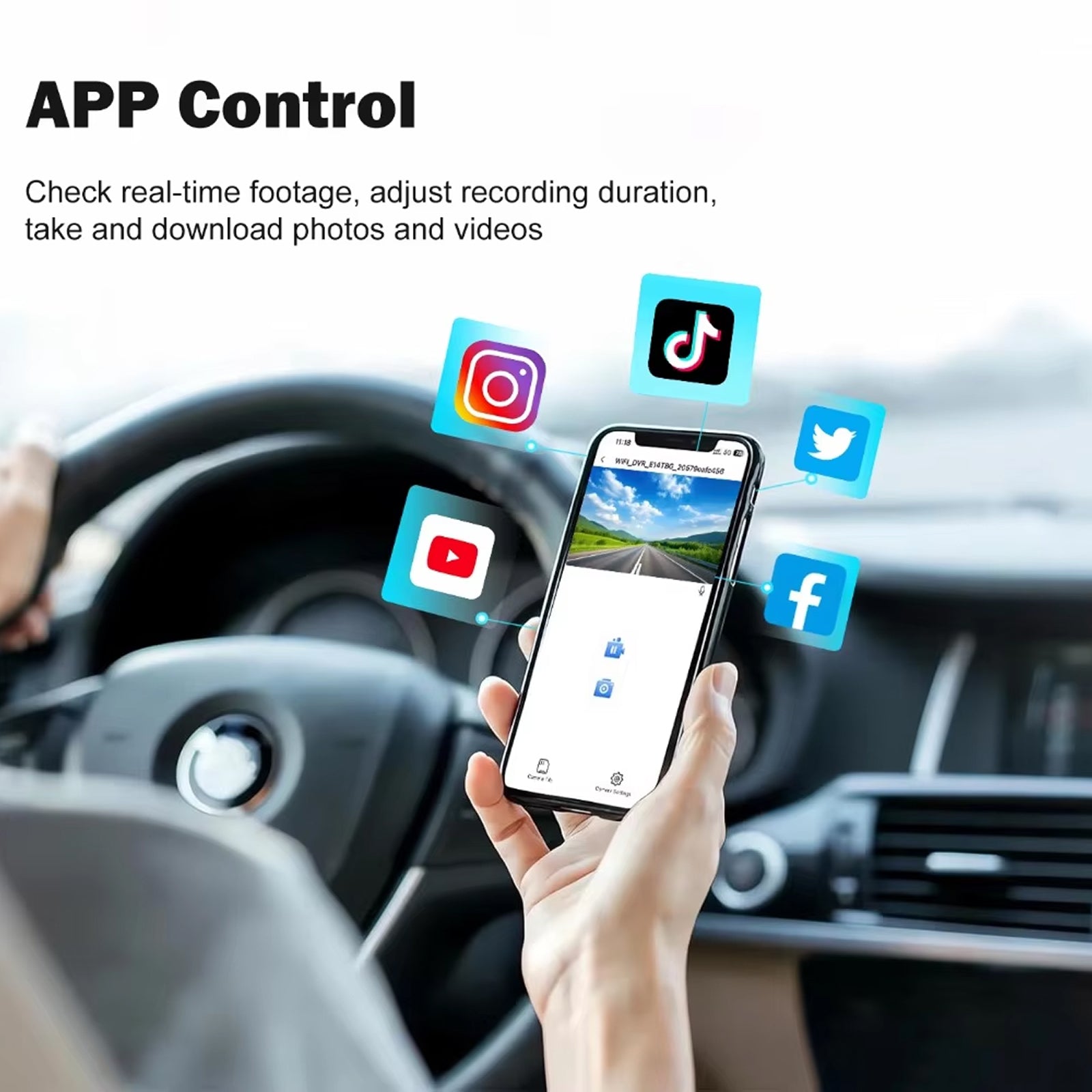 SnapiDual Wireless Dual Front and Rear Dashcam with Ultra-HD Night Vision