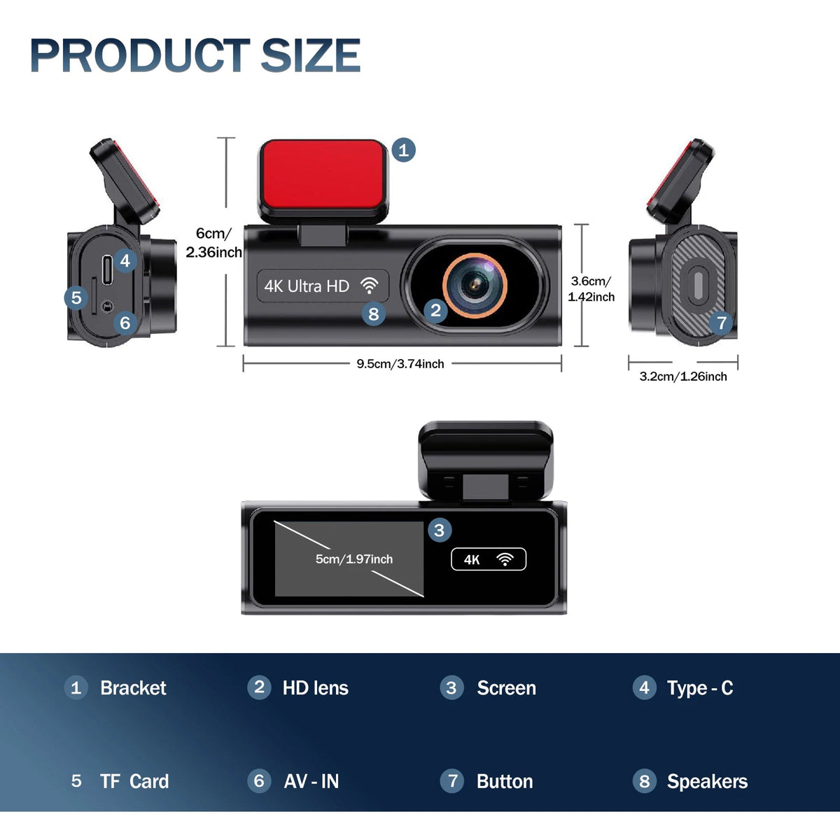 SnapiDual Wireless Dual Front and Rear Dashcam with Ultra-HD Night Vision