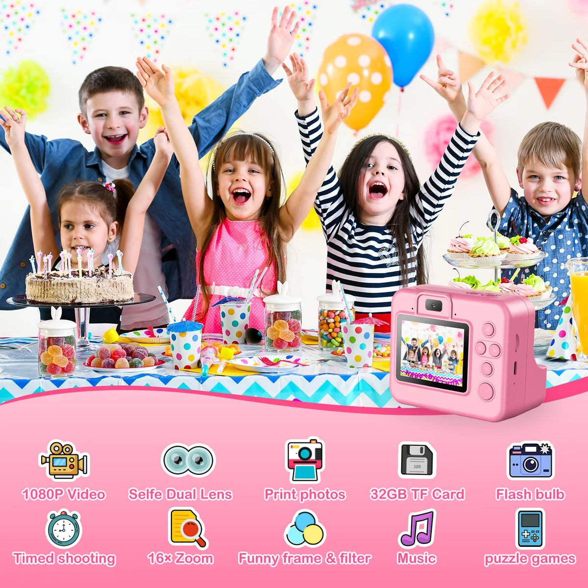 SnapoKidy 1080P Instant Print Camera for Kids 3-12