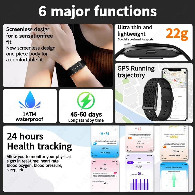 StryaVex GPS Smart Bracelet Fitness Tracker - 30-Day Battery