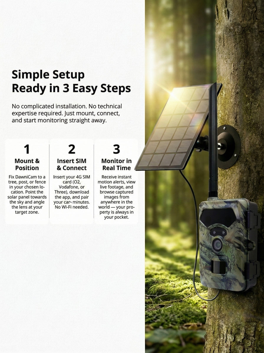 DawniCam 4G Solar Wildlife & Security Camera - 48MP HD