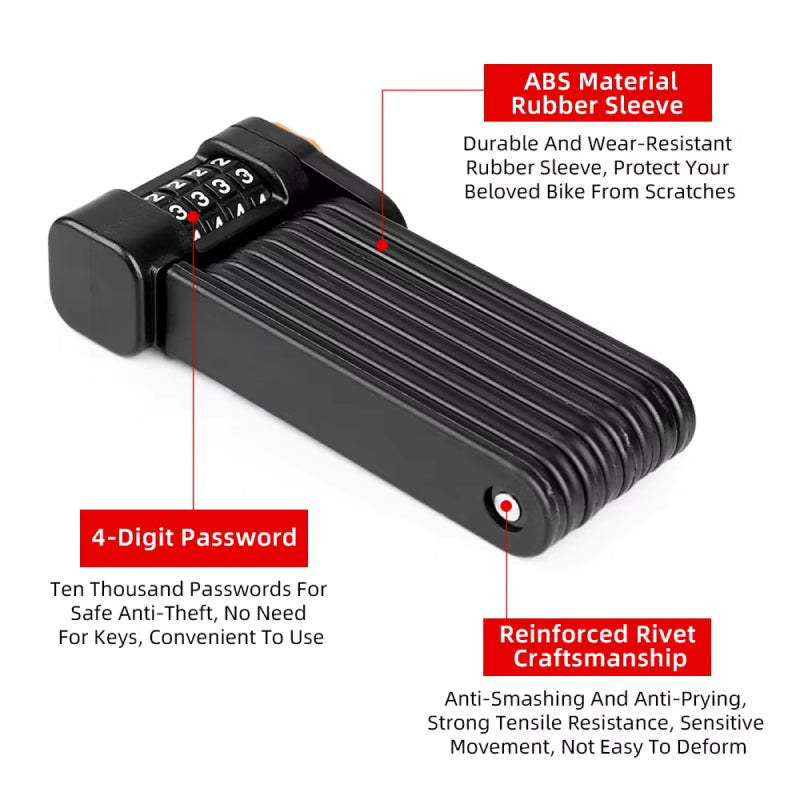 ViosChain Military-Grade Folding Bike Lock - Keyless Security