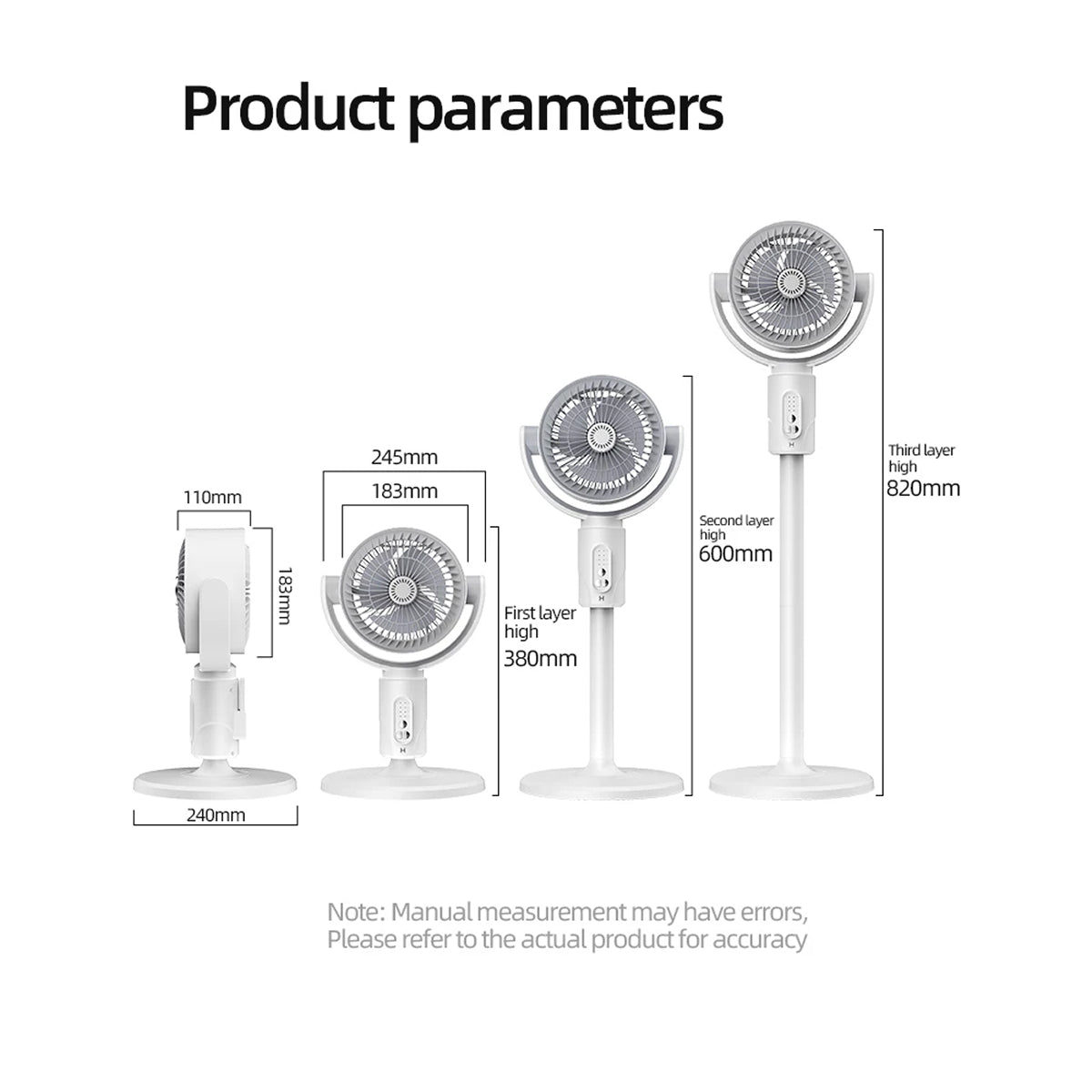 VortixVex 3-in-1 Portable Air Circulator Fan with Remote Control