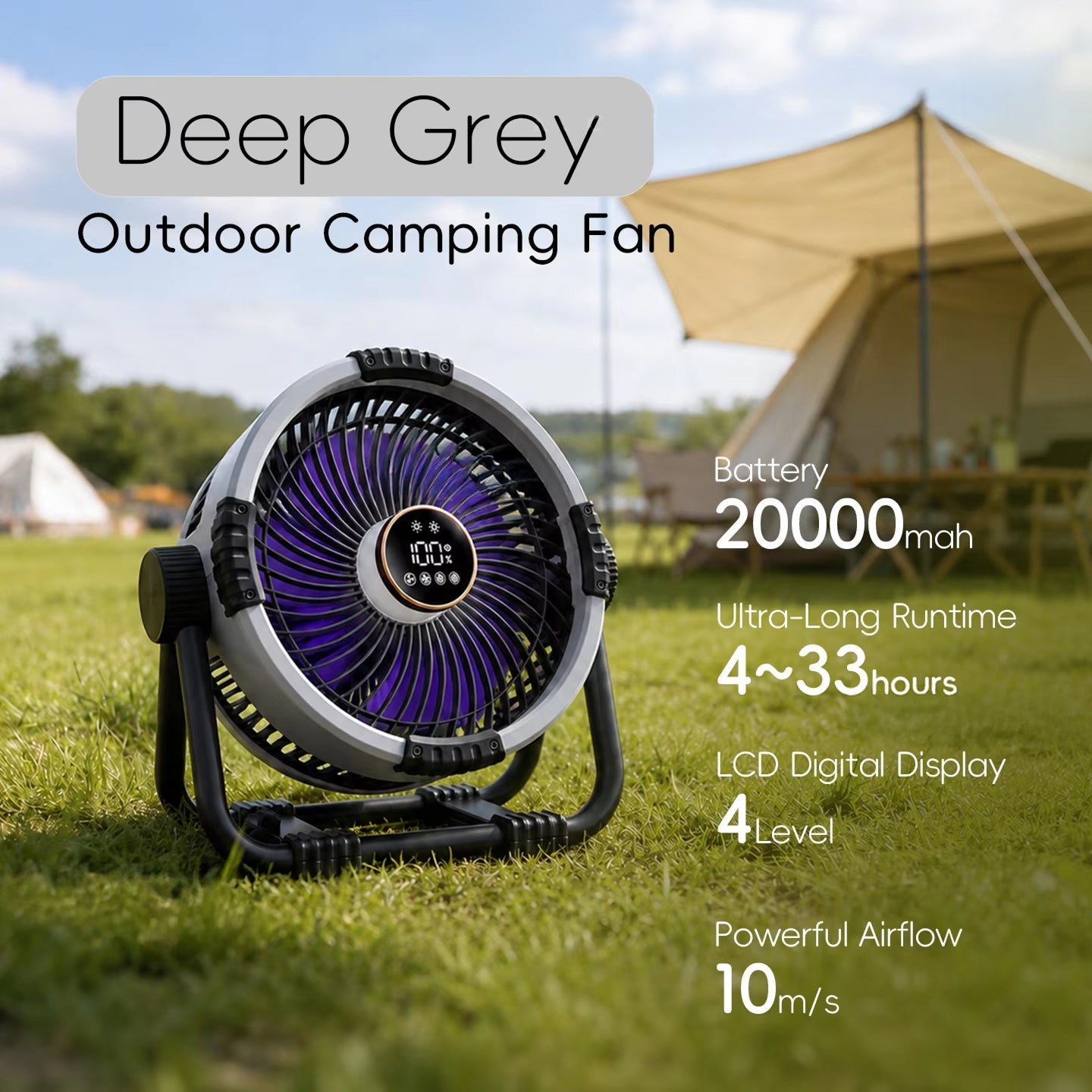 WyniDora Camping Fan with 10m Projection & Power Bank